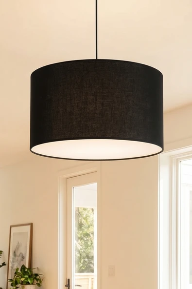 Siyah Kumaş Başlıklı Sarkıt Avize 35 CM - Resim 2