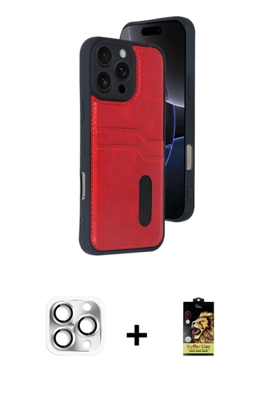 MARSİLYAN™- iPhone 16 Pro Max Kılıf Yörünge Işık Serisi - Siyah Buffer Cam Ekran Koruyucu + Pers Alüminyum Kamera Lens - ürün görseli 1