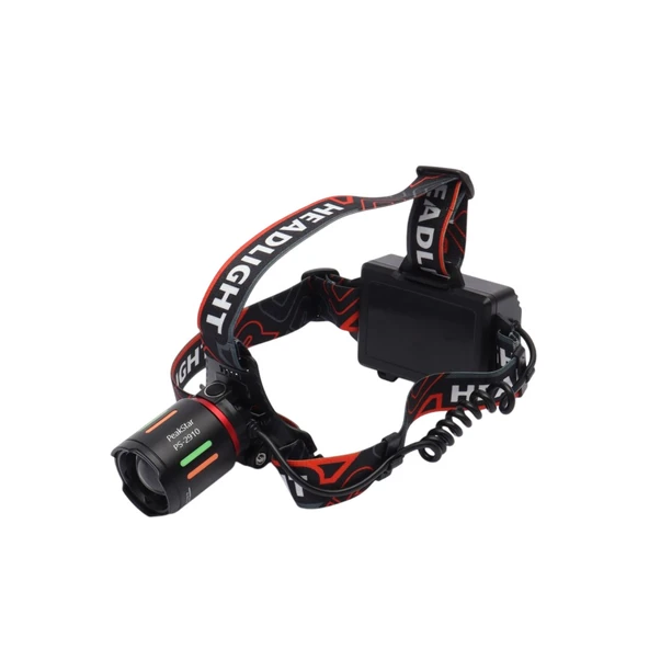 PeakStar PS-2910 Şarjlı Profesyonel Zoomlu Kamp Avcı Balıkçı Kafa Lambası Feneri ürün görseli 1
