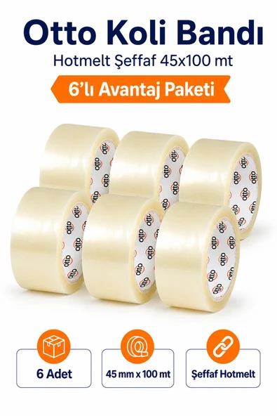 Otto Koli Bandı Hotmelt Şeffaf 45x100 mt 6 Adet ürün görseli 1