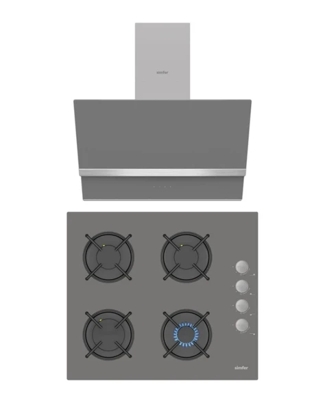 Simfer Steam Master Gri 2'li Ankastre Set (8740 Davlumbaz- 3538 Ocak) ürün görseli 1