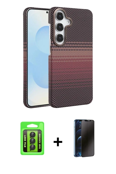 MARSİLYAN™- Galaxy A25 5G Kılıf Doruk Serisi - Siyah 3D Antistatik Hayalet Cam Ekran Koruyucu + Raze Metal Kamera Lens - ürün görseli 1