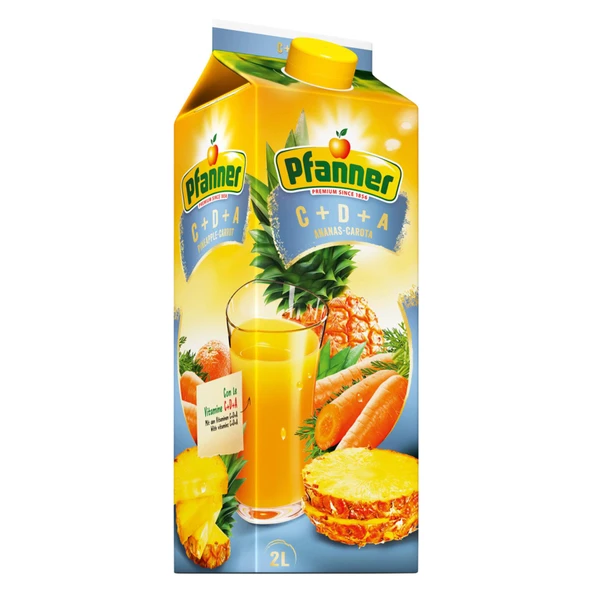 Pfanner C+D+A Meyve Suyu 2 lt Ananas ve Havuç Aromasıyla Zenginleştirilmiş ürün görseli 1