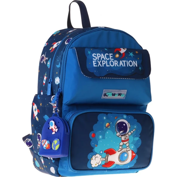 Kaukko Kids Erkek Çocuk Astronot Baskılı Okul Çantası - Lacivert - Space - L5364 ürün görseli 1