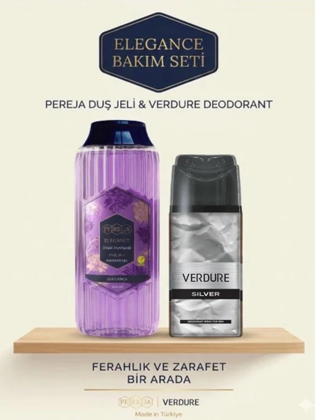Pereja Elegance Doğal Zeytinyağlı Duş Jeli 500 ML + Verdure Silver Erkek Deodorant 150 Ml Hediyeli ürün görseli 1