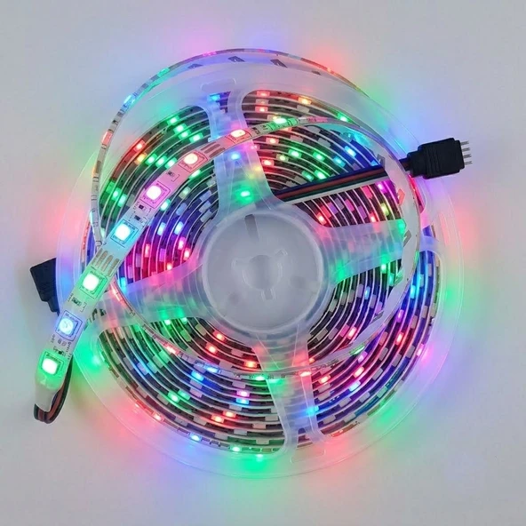 Silikonlu Dış Mekan İç Mekan RGB Şerit Led Aydınlatma 5 Metre 60 Led Çok Renkli RGB ürün görseli 1