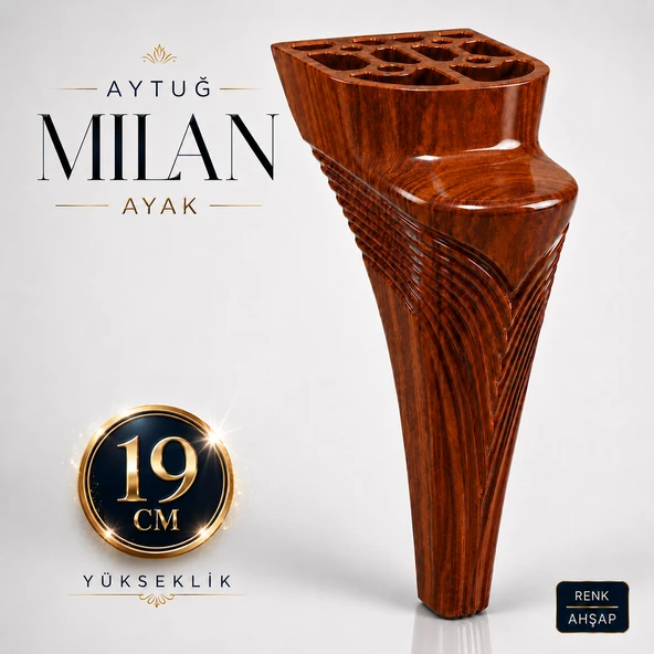 (1 Adet) Milan Ahşap Mobilya Ayağı 19 cm Koltuk Kanepe Baza Sehpa TV Ünitesi Modern Dekoratif Ayak ürün görseli 1