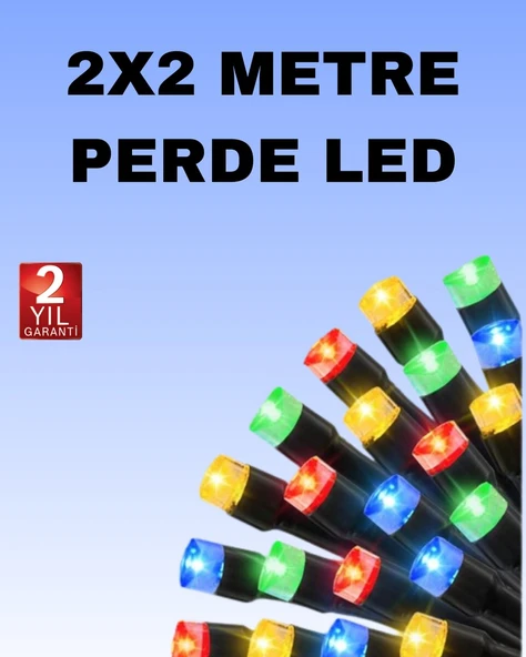 Noel ve Parti Dekorasyonu İçin 2x2 LED Perde Işık – 8 Fonksiyonlu ürün görseli 1
