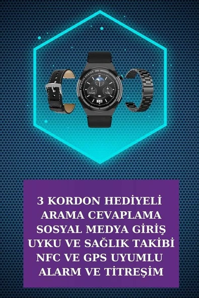 Kulak İçi Kablosuz Bluetooth Kulaklık ve NFC ve GPS Özellikli Akıllı Saat Alarm ve Titreşim ürün görseli 1