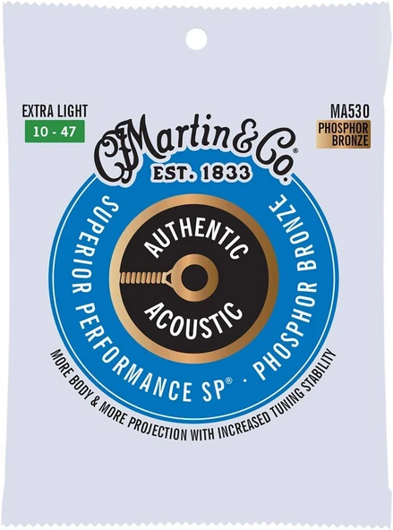 Martin MA530 Akustik Gitar Teli (10-47) Phosphor Bronze Ekstra Ligh ürün görseli 1