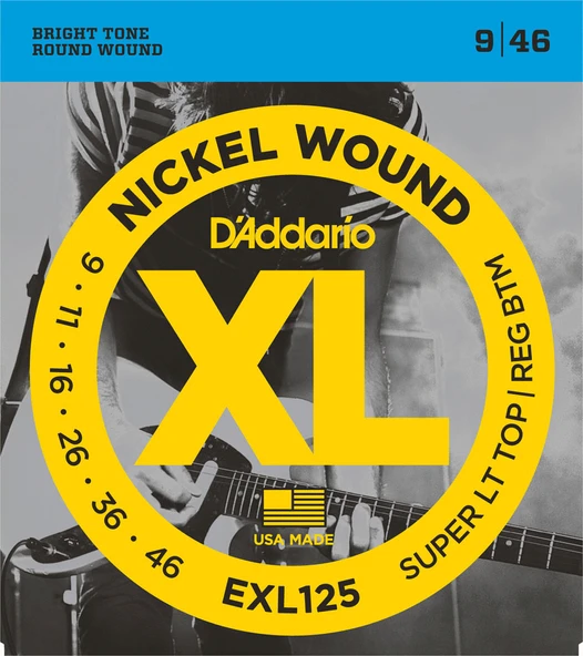 Daddario EXL125 09 Elektro Gitar Teli Set Super Tops-Reg.buttoms(.009) ürün görseli 1