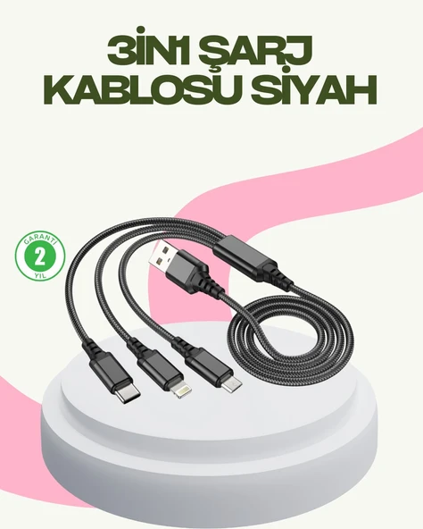 Hızlı Şarj Destekli Çoklu Şarj Kablosu – Seyahat ve Günlük Kullanım ürün görseli 1