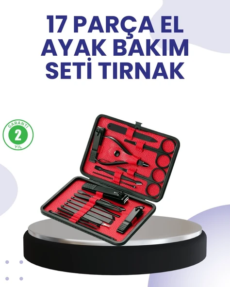 Taşınabilir Deri Kutulu 17 Parça Manikür Seti ürün görseli 1