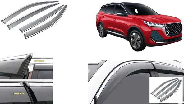 Chery Tiggo 8 Pro 2021+ Kromlu Cam Rüzgarlığı 4 LÜ Sports Style ürün görseli 1
