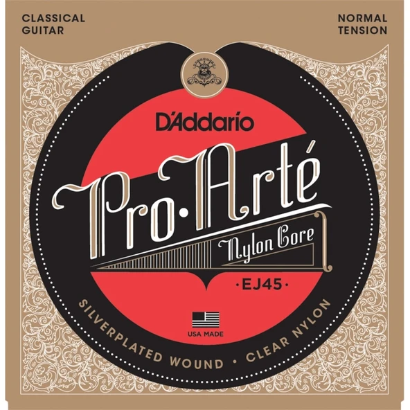 D'Addario EJ45 Klasik Gitar Tel Seti, Pro-Arte, Silverplated Wound ürün görseli 1