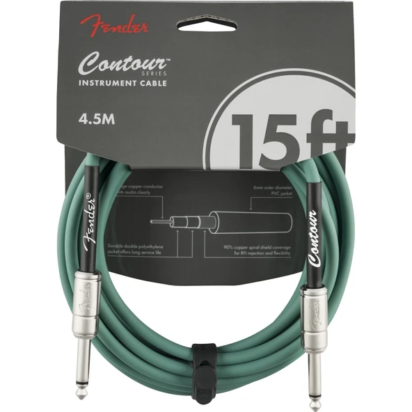Fender Contour Serisi 4,5 mt. Gitar Kablosu Sherwood Green Enstrüman Kablosu ürün görseli 1