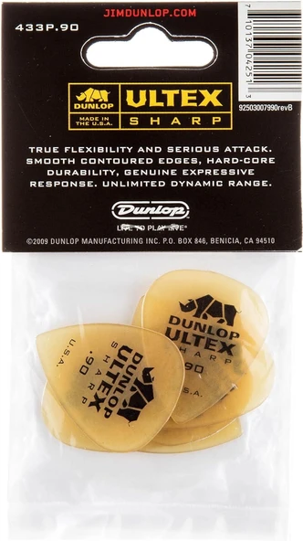 Jim Dunlop 433P.90 Ultex Sharp 6 lı Paket Pena (0.90 mm) ürün görseli 1