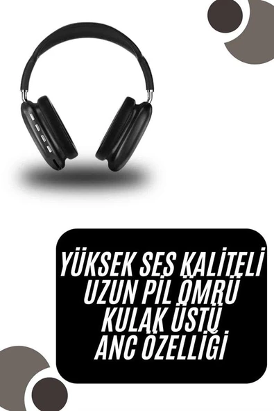 Kulak Üstü Kablosuz Bluetooth Kulaklık Yumuşak Süngerli SD Kart Girişli ürün görseli 1