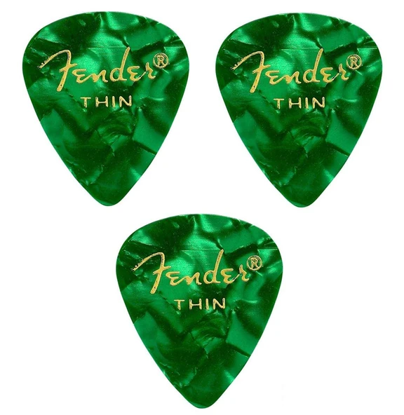Fender Premium 3 Adet Gitar Penası 351 Shape Thin Green Moto Pena (3 Adet) ürün görseli 1