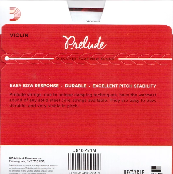 Daddario J810 Keman Tel Set Medium Prelude EJ810 - Resim 2