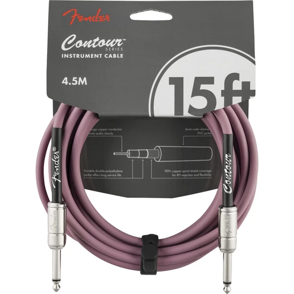 Fender Contour Serisi 4,5 mt. Gitar Kablosu Burgundy Mist Enstrüman Kablosu ürün görseli 1