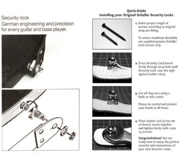 SB01BK Gitar Askı Kilidi Strap lock (1 Çift Siyah) - Resim 4