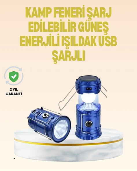 Katlanabilir USB Çıkışlı Kamp Feneri – Şarj Edilebilir, Dayanıklı ve Çok Fonksiyonlu ürün görseli 1
