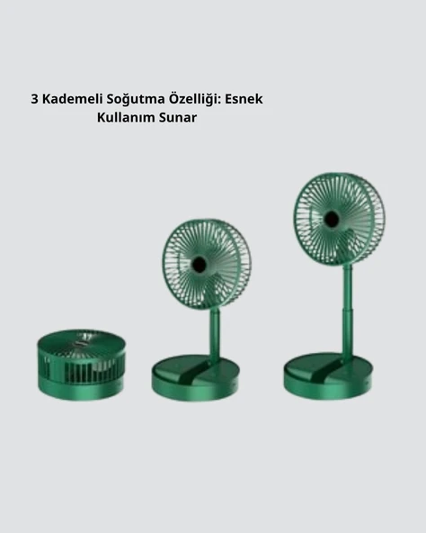 Katlanabilir Mini Fan – 3 Kademeli Soğutma, Şarjlı - Resim 4