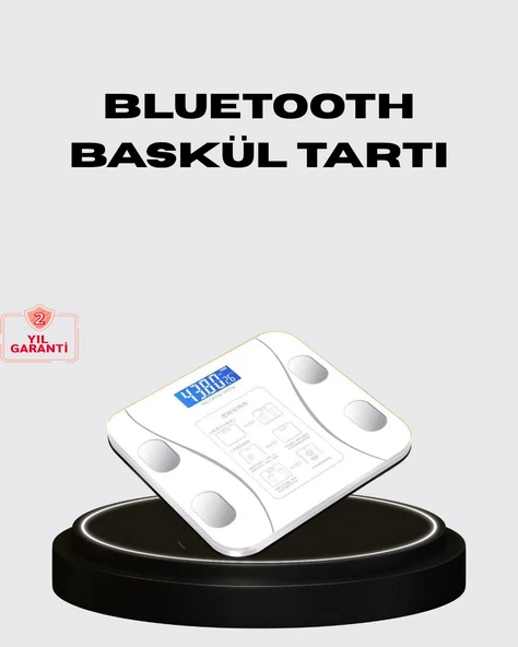 Akıllı Dijital Baskül – Bluetooth Bağlantılı, 8 Ölçüm Verili, Akıllı Vücut Analiz Tartısı ürün görseli 1
