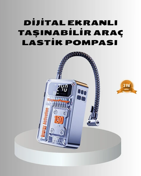 Şarjlı Kablosuz Hava Pompası – 150 PSI Basınç, LED Ekran ve 6000mAh Batarya ürün görseli 1