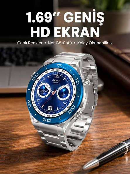 Akıllı Saat 1.62 İnç Ultimate Nabız Sensörlü Sesli Görüşme Yapabilen Yeni Nesil ürün görseli 1