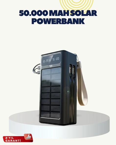 LED Aydınlatmalı Güneş Panelli Powerbank Seyahat ve Kamp İçin ürün görseli 1