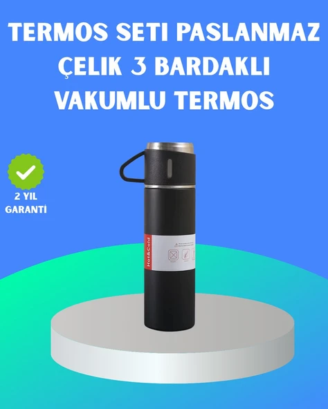304 Çelik Termos Seti | 2 Bardaklı, 500 ml, Uzun Süre Isı Koruma ürün görseli 1