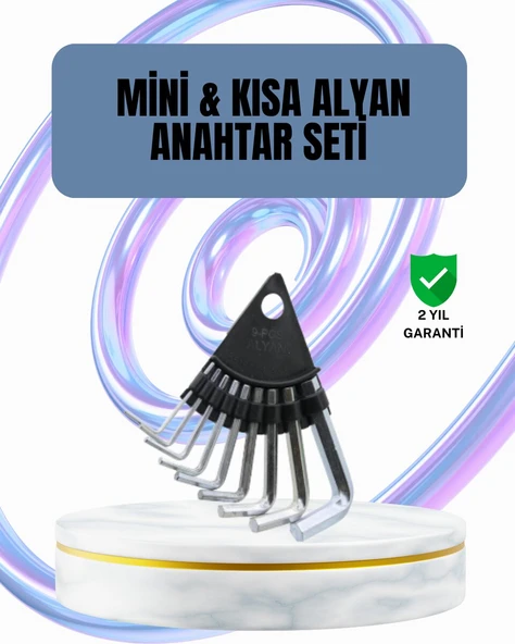 9 Parça Alyan Anahtar Seti Altıgen Uçlu Mobilya ve Tamir İçin ürün görseli 1