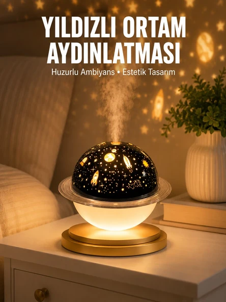 Hava Nemlendirici Led Işıklı Gece Lambası Yıldız Görünümlü Renk Değiştiren ürün görseli 1