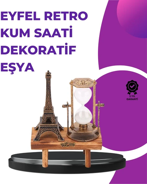 Ev, Ofis ve Kafeler İçin Retro Ahşap Kum Saati Dekorasyonu ürün görseli 1