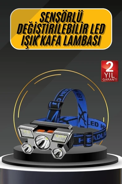 Kafa Lambası 800 Lümen 4 Mod Yüksek Işık Flaşörlü Şarjlı Led Lamba ürün görseli 1