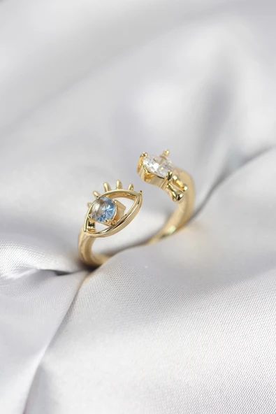Gözyaşı Model Gold Renk Zirkon Taşlı Kadın Yüzük 5886 ürün görseli 1