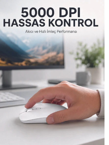 Kablosuz Bluetooth Oyuncu Mouse Sessiz Tıklama Ergonomik Wireless Fare ürün görseli 1