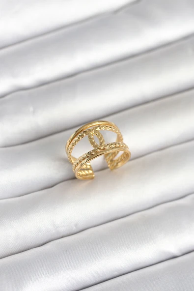 316L Çelik Gold Renk Burgu Düğüm Model Kadın Yüzük 5886 ürün görseli 1