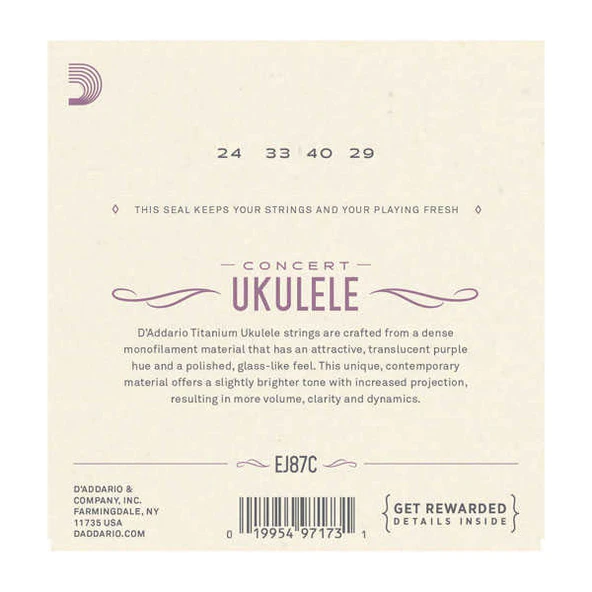 D'addario Ej87C Concert Ukulele Takım Tel ürün görseli 1