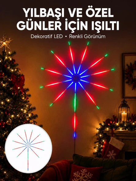 Akıllı RGB LED Havai Fişek Duvar Lambası Kumandalı ve Uygulama Kontrollü Yeni Nesil ürün görseli 1
