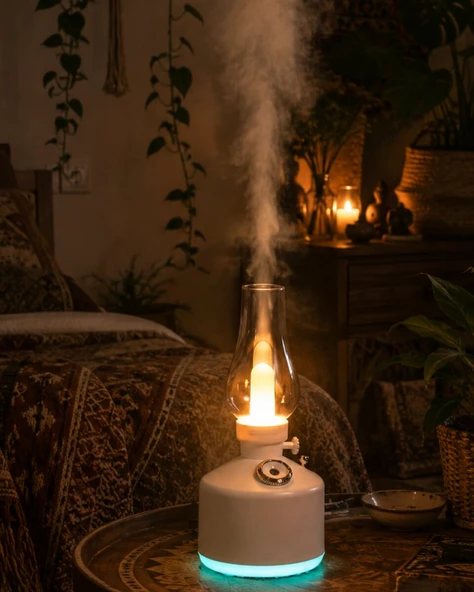 LED Işıklı Vintage Hava Nemlendirici Aromaterapi Difüzörü USB Şarjlı ürün görseli 1