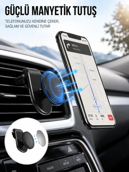 Kalorifer Izgaralı Manyetik Telefon Tutucu – Sarsıntı Geçirmez Yeni Nesil ürün görseli 1