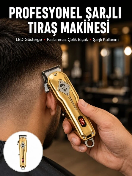Type-C Şarjlı LCD Ekranlı Profesyonel Saç Sakal Tıraş Makinesi Yeni Nesil ürün görseli 1