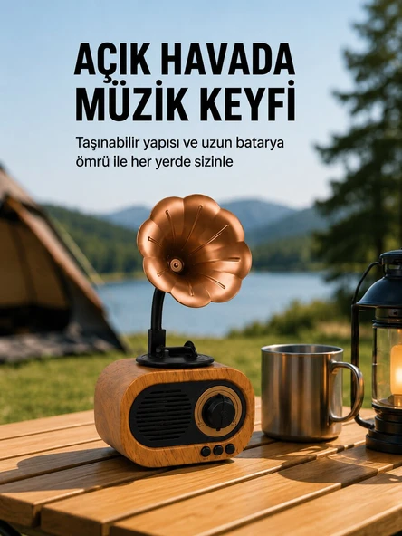 Taşınabilir Mini Retro Radyo Bluetooth Hoparlör USB SD AUX Destekli Yeni Nesil ürün görseli 1