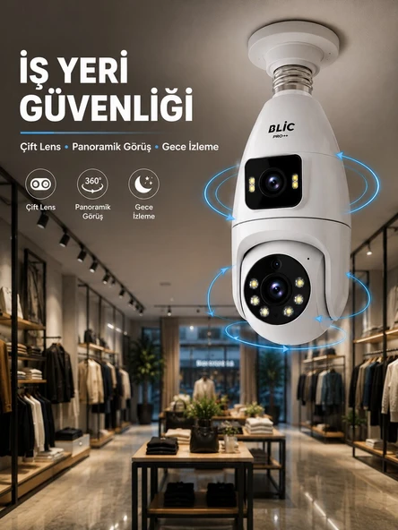 Wi-Fi Çift Lens Ampul Kamera  Akıllı Ev Güvenliği ürün görseli 1