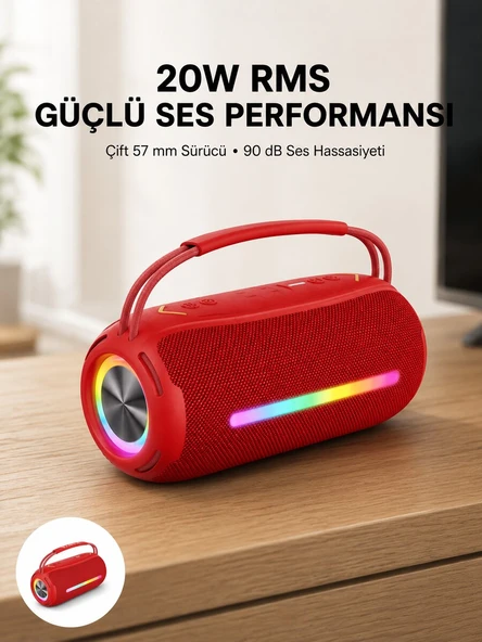 USB/SD/AUX Girişli Hoparlör – 10 W × 2 Çift Sürücü ürün görseli 1