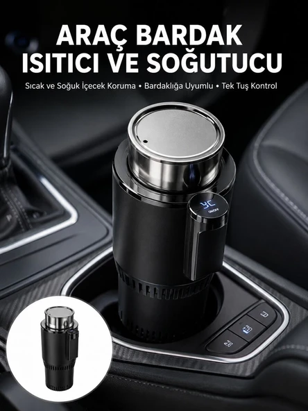 Isıtma Soğutma Özellikli Araç Bardaklığı Çakmak Girişli Akıllı Yeni Nesil ürün görseli 1