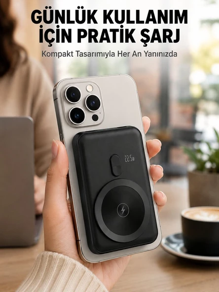 MagSafe Uyumlu Kablosuz Powerbank Taşınabilir Hızlı Şarj Yeni Nesil ürün görseli 1